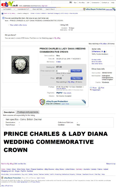 321fantana eBay Listings Using Our 1981 Charles & Diana Silver Proof Crown Reverse Photograph